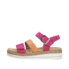 Sandale confort avec velcros cuir fushia-orange|Grande taille femme|Remonte
