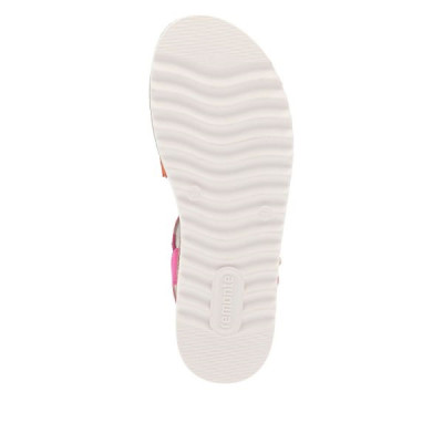 Sandale confort avec velcros cuir fushia-orange|Grande taille femme|Remonte