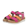 Sandale confort avec velcros cuir fushia-orange|Grande taille femme|Remonte