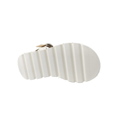 Sandale compensée en velours cuir creme|Petite taille femme|Softwaves