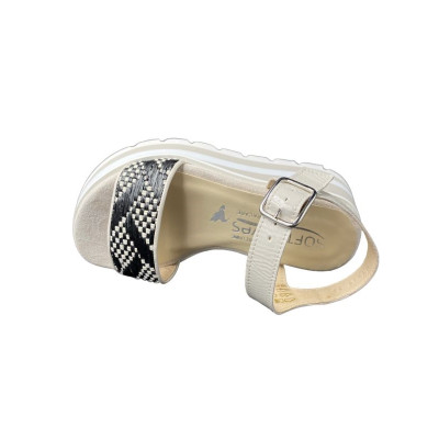 Sandale compensée en velours cuir creme|Petite taille femme|Softwaves