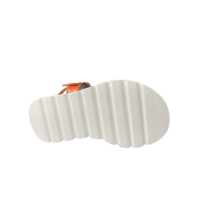 Sandale compensée en velours cuir mandarine|Petite taille femme|Softwaves