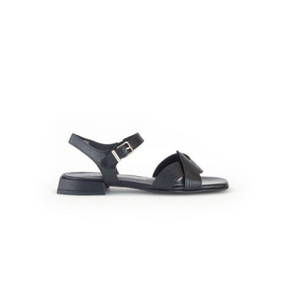 Sandale en cuir lisse noir|Grande taille femme|Gabor