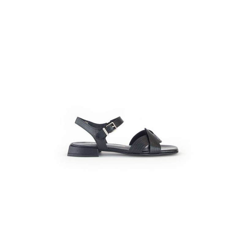Sandale en cuir lisse noir|Grande taille femme|Gabor