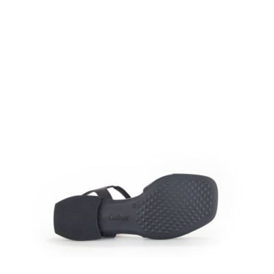 Sandale en cuir lisse noir|Grande taille femme|Gabor