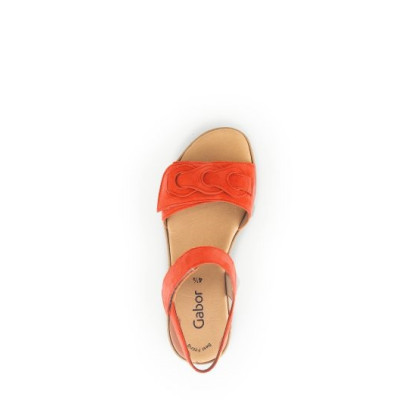 Sandale en chèvre-velours orange|Grande taille femme|Gabor