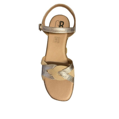 Sandale plate velours cuir taupe |Grande taille femme|Geo Reino