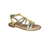 Sandale plate en cuir or et moutarde|Grande taille femme|Adige