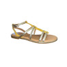 Sandale plate en cuir or et moutarde|Grande taille femme|Adige