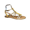 Sandale plate en cuir or et moutarde|Grande taille femme|Adige