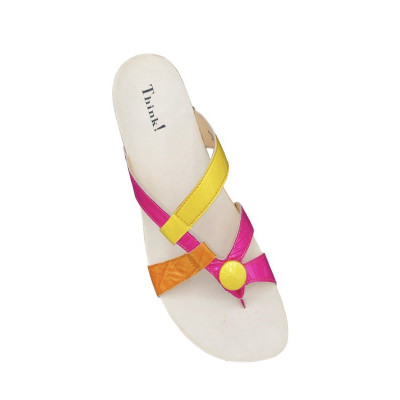 Mule entredoigt jaune et rose|Grande taille femme|Think!