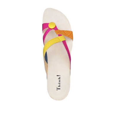 Mule entredoigt jaune et rose|Grande taille femme|Think!