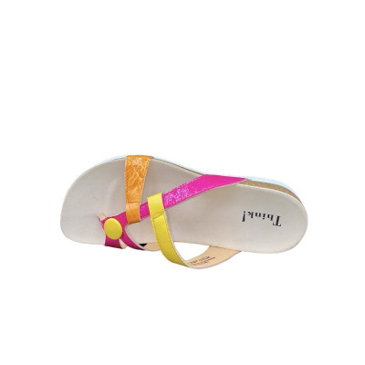 Mule entredoigt jaune et rose|Grande taille femme|Think!