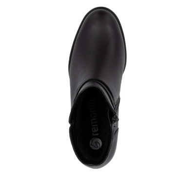 bottine à talon cuir lisse noir|Grande taille femme|Remonte