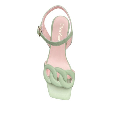 Sandale à talon vert tilleul | Petite taille femme | Ellen Kassel