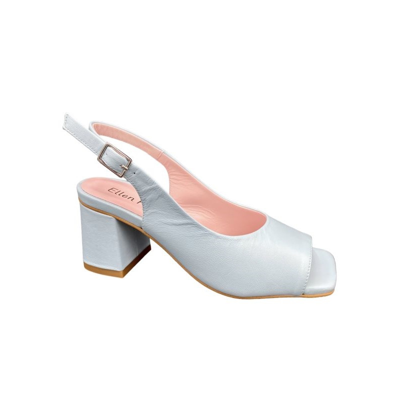 Sandale à talon en cuir bleu ciel | Petite taille femme| Ellen Kassel