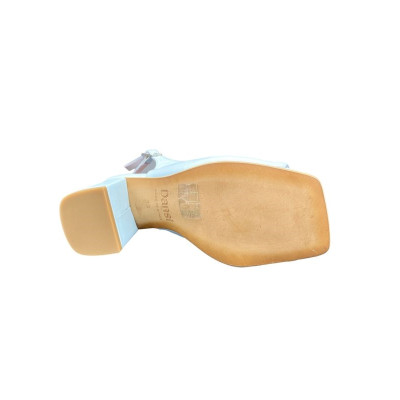 Sandale à talon en cuir bleu ciel | Petite taille femme| Ellen Kassel