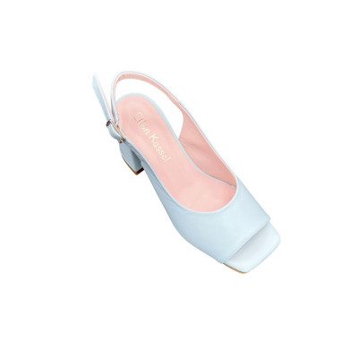 Sandale à talon en cuir bleu ciel | Petite taille femme| Ellen Kassel