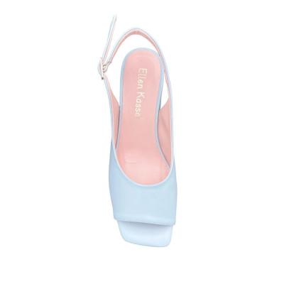 Sandale à talon en cuir bleu ciel | Petite taille femme| Ellen Kassel