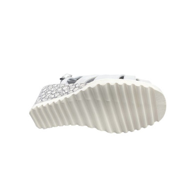 Sandale compensée emboitante en cuir blanc|Petite taille femme|Ellen Kassel