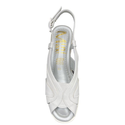 Sandale compensée emboitante en cuir blanc|Petite taille femme|Ellen Kassel