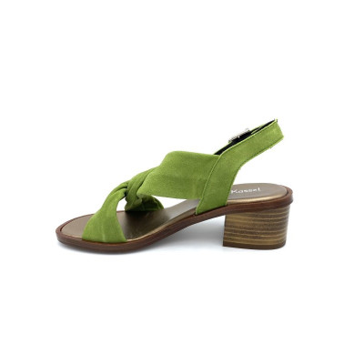 Sandale verte à talon| Petite taille femme | Ellen Kassel