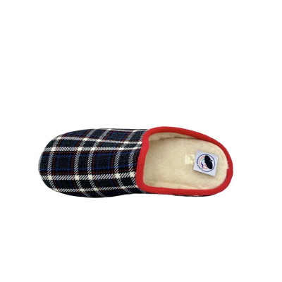 Mule d'intérieur écossaise marine|Grande taille homme|La Bande à Mich'