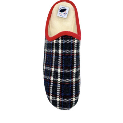 Mule d'intérieur écossaise marine|Grande taille homme|La Bande à Mich'
