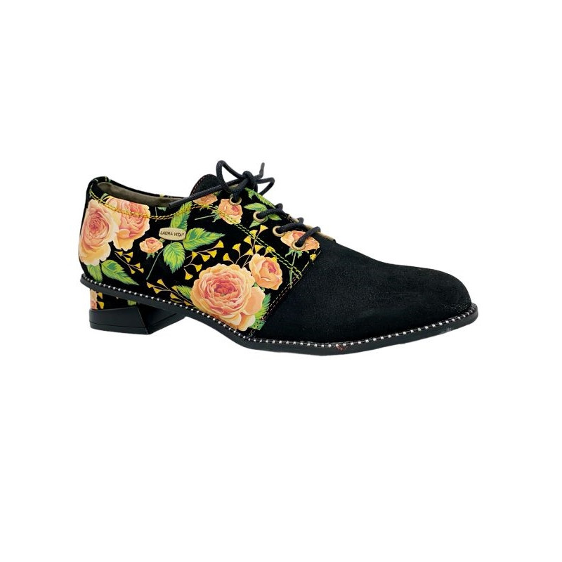 Derby lacets fleuri| grande taille femme| Laura Vita