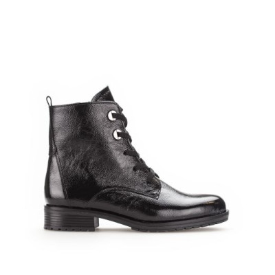 bottillon zip à lacets vernis noir | Grande taille femme | Gabor