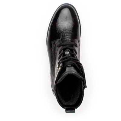 bottillon zip à lacets vernis noir | Grande taille femme | Gabor