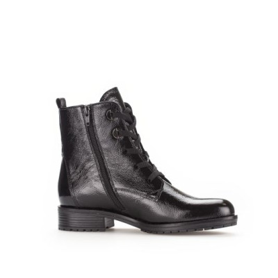 bottillon zip à lacets vernis noir | Grande taille femme | Gabor