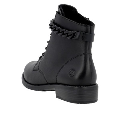 Bottine à lacets noire chainette amovible | grande taille femme  |Remonte