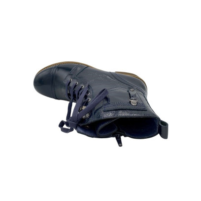 Bottines en cuir vernis bleu  | grande taille femme  |Pintodiblu