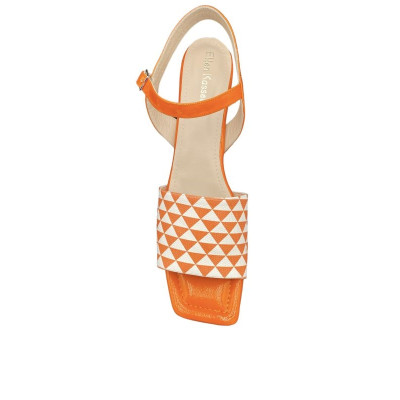 Sandale à motifs années 70' orange|Grande taille femme|Ellen Kassel