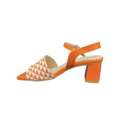 Sandale à motifs années 70' orange|Grande taille femme|Ellen Kassel