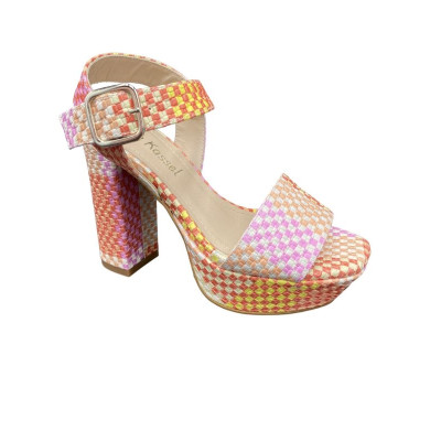 Sandale à talon et plateau en cuir multi|Petite taille femme|Ellen Kassel