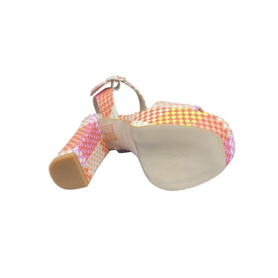 Sandale à talon et plateau en cuir multi|Petite taille femme|Ellen Kassel