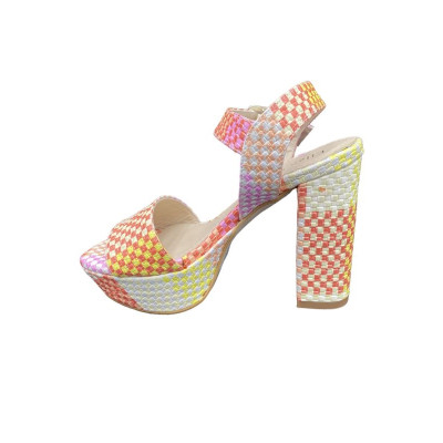 Sandale à talon et plateau en cuir multi|Petite taille femme|Ellen Kassel