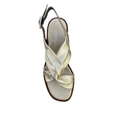 Sandale à petit talon en cuir doré|Petite taille femme|Ellen Kassel