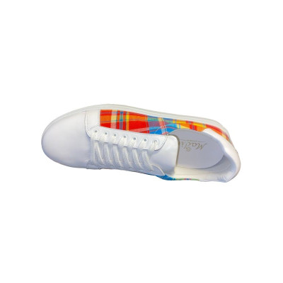 Basket mode en cuir blanc et tissus fantaisie|Grande taille femme|MadinSunshine