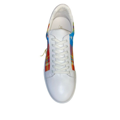 Basket mode en cuir blanc et tissus fantaisie|Grande taille femme|MadinSunshine