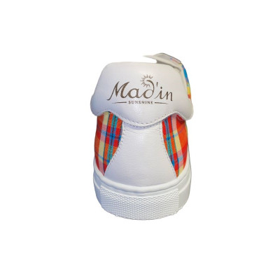 Basket mode en cuir blanc et tissus fantaisie|Grande taille femme|MadinSunshine