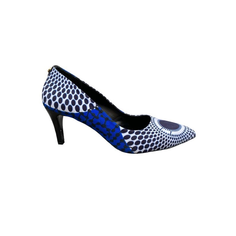 Escarpin haut talon en textile multi|Grande taille femme|MadinSunshine