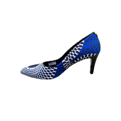 Escarpin haut talon en textile multi|Grande taille femme|MadinSunshine