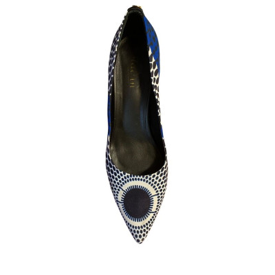 Escarpin haut talon en textile multi|Grande taille femme|MadinSunshine