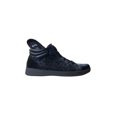 tennis montante cuir velours noir|Grande taille femme|Ara