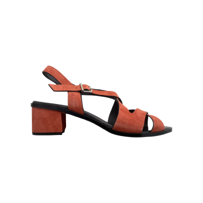Sandale à Talon en cuir rose en Grande Taille Femme
