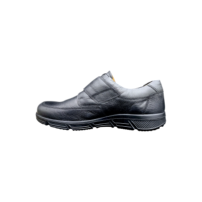 Tennis confort à velcro cuir noir  | Grande taille Homme| Jomos