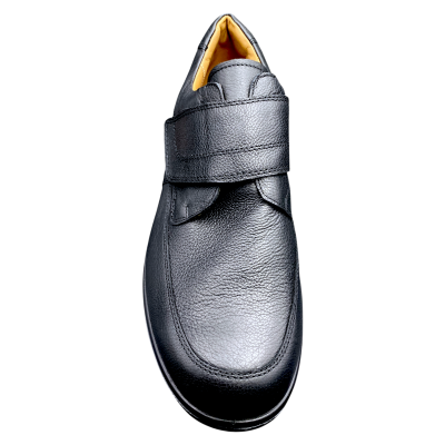 Tennis confort à velcro cuir noir  | Grande taille Homme| Jomos